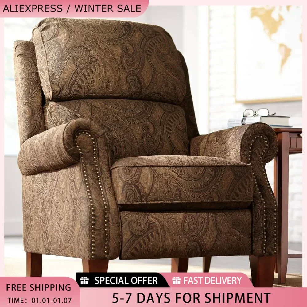 Deck chairRecliner Chair Traditional Armchair Push Manual Reclining Footrest Adjustable for Bedroom Living Room Reading