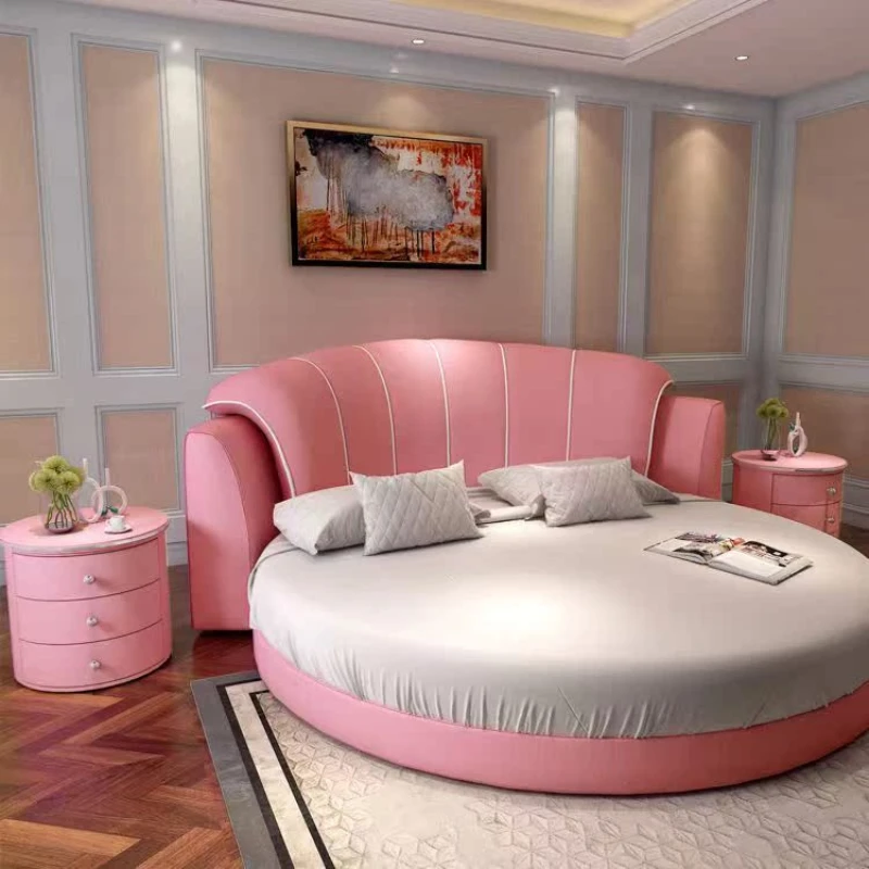 Princess Simple Round Twin Bed Large Lit Pliable Italian Hotel Twin Bed Luxury Design Letto Matrimonile Bed Room Furniture