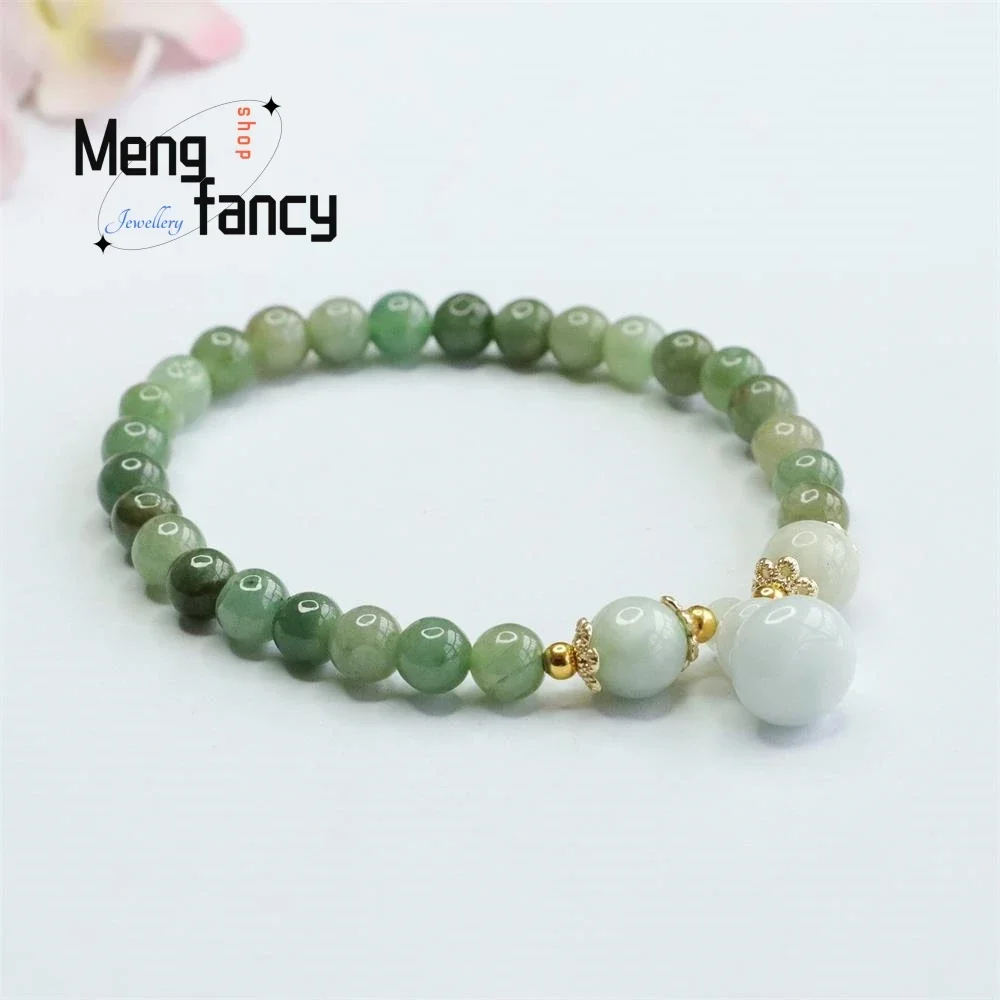 

Natural A-goods Jadeite Oil Green String Gourd Jade Bracelet Exquisite Elegant Simple High-grade Couple Luxury Quality Jewelry