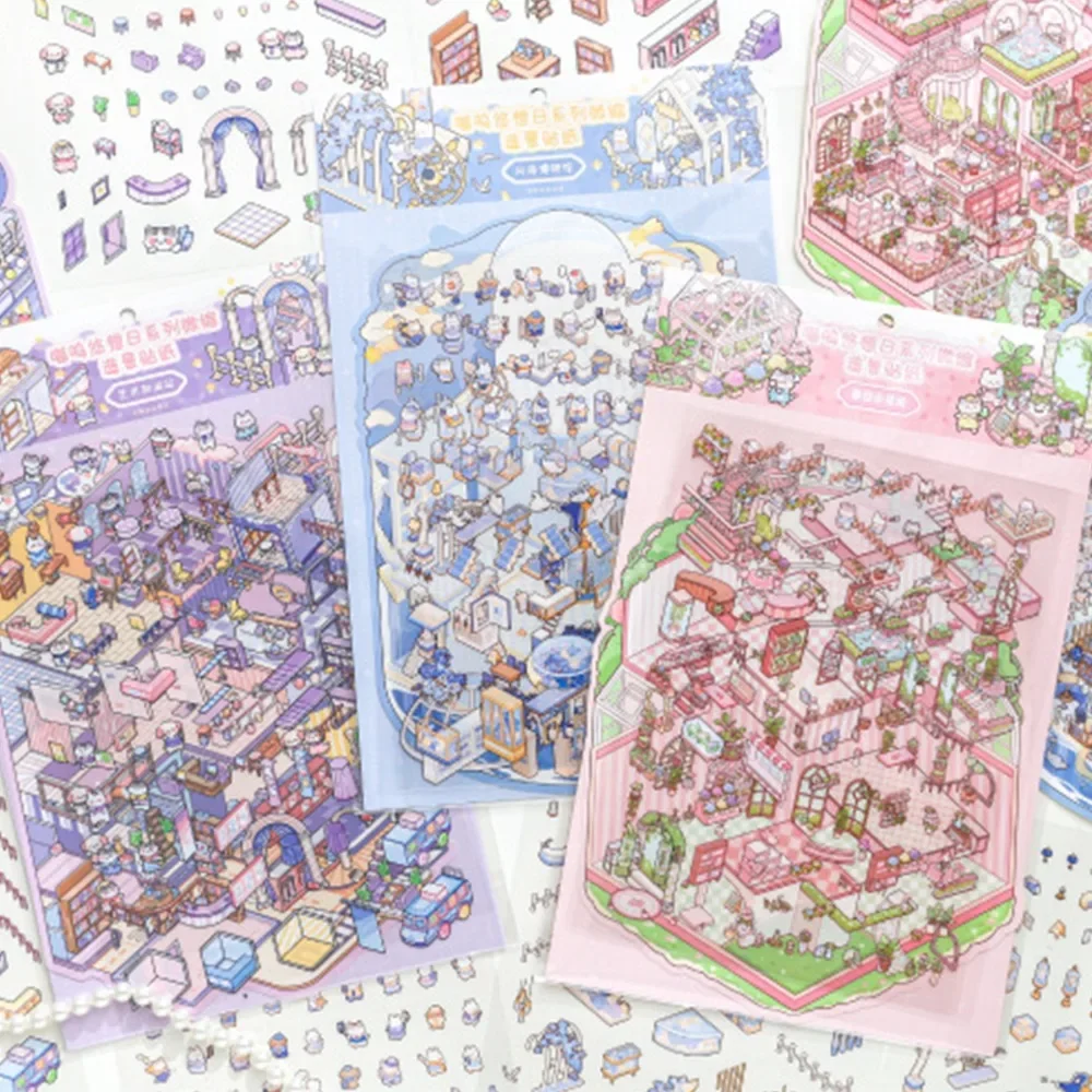 

4 шт. миниатюрные наклейки с иллюстрациями Meow Woo Series Card Lover, домашние книги для домашних животных, коллажи, пейзажный комплект