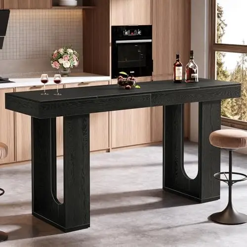 70.9-Inch Extra Long Bar Table, Modern Counter Height Pub Table, Rectangular Home Coffee Bar Unit with Sturdy Legs, for