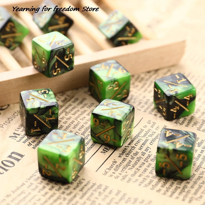 10Pcs 16mm 6 Side Dice Counters +1/-1 Dice Kids Toy Counting Dice For MTG,Card Gaming,Token & Loyalty Dice