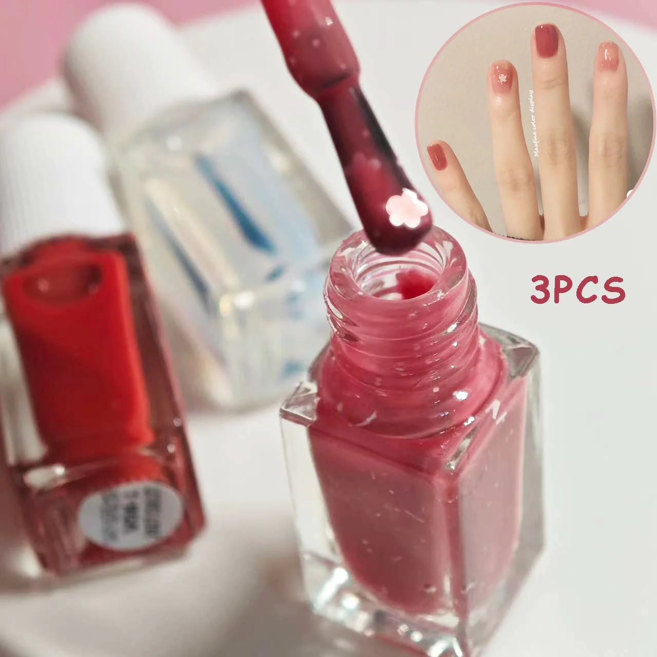 v06 Maxfine Nail Polish Set 3 Bottles Quick Dry Long-lasting Tearable Water-based No Need for UV Lamp Instant Brighten Nails