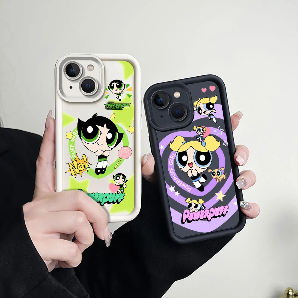 Cartoon P-Powerpuff Girls Phone Case For OPPO Reno 11 10 8 8T 8Z 7 7Z 6 6Z 5 4 3 Pro Plus 4G 5G Ladder Silicone Shockproof Cover