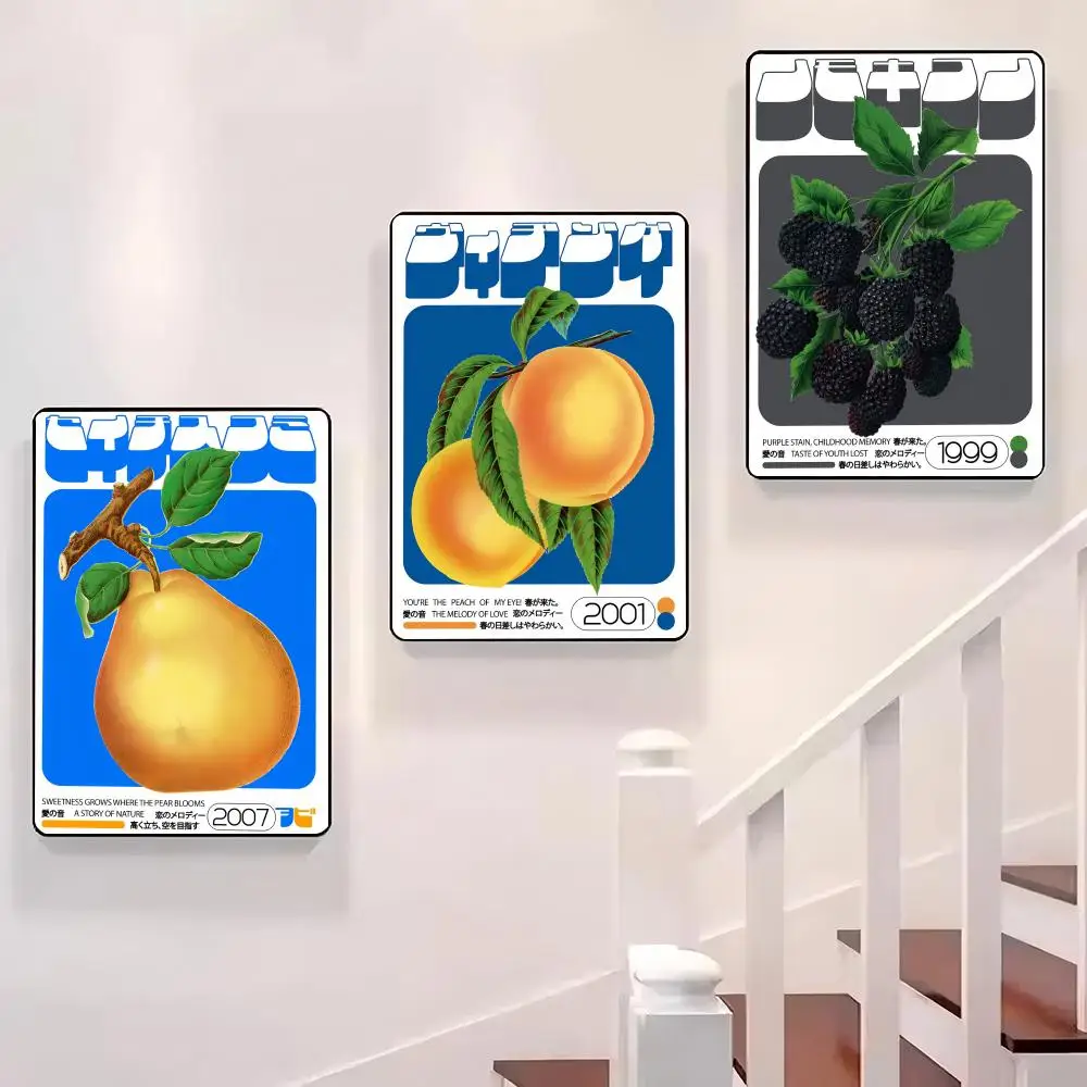 

Vintage Delicious Fruit Design Poster Sticky Wall Waterproof Home Living Room Bedroom Bar Aesthetic Decoration Perfect Gift