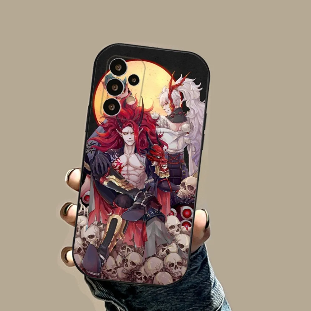 Cartoon Onmyoji Phone Case For Samsung S24,23,23,22,30,21,10,9,Note20 Ultra,Lite,Ultra,5G,Plus,FE,Black Soft Case