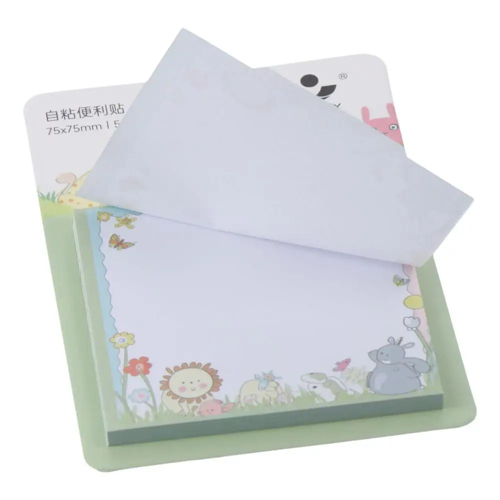 4Pcs 50 Sheets Animal Sticky Notes Set Cute Self-Stick Writing Note Pads Cartoon Office Supplies