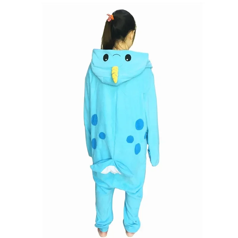 New Adult Animal Light blue Narwhal Cosplay Pajamas Onesie Sleepwear Costume