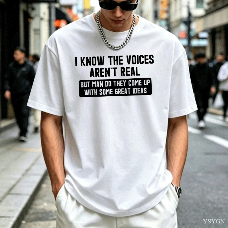 I Understand Those Voices Don'T Actually Exist T-Shirt Men Vintage Pure Cotton Tees Crew Neck Short Sleeve T Shirt Gift Tops