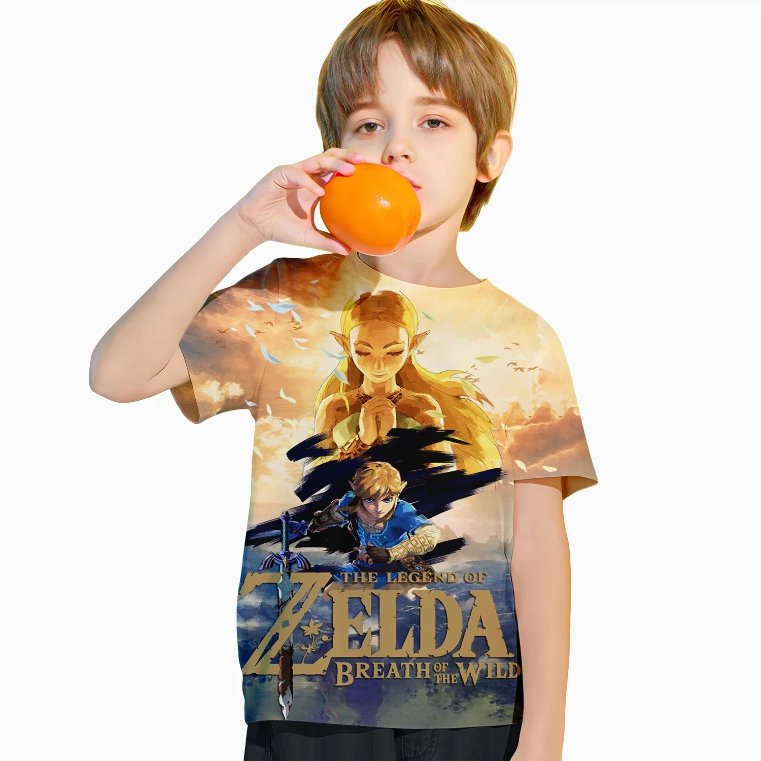 2024 Summer New Children's Short-Sleeved T-Shirt 3D Printed The Legend Of Zelda Casual Breathable Sports Top For Boys And Girls