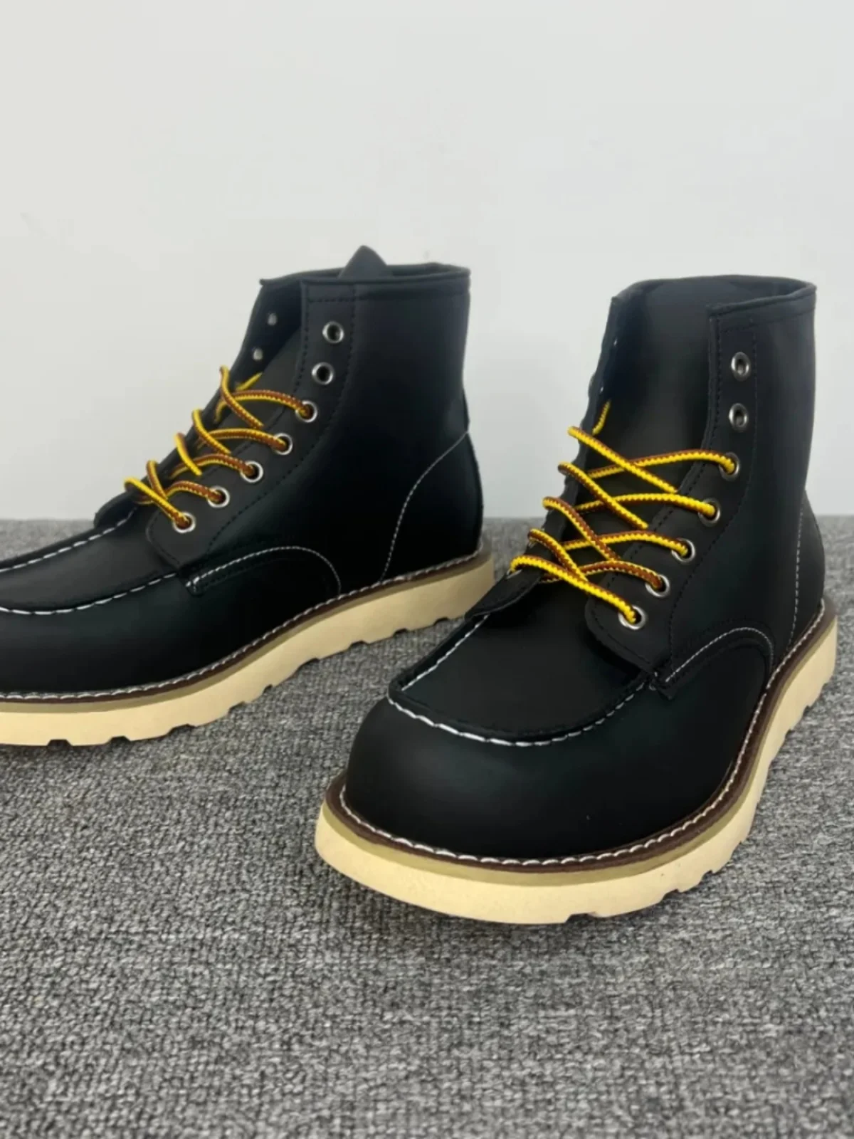 أحذية عمل جلدية أمريكية أصلية بطراز قديم، أحذية مارتن رجالية من جلد الحصان الحقيقي عالي الجودة للخريف والشتاء