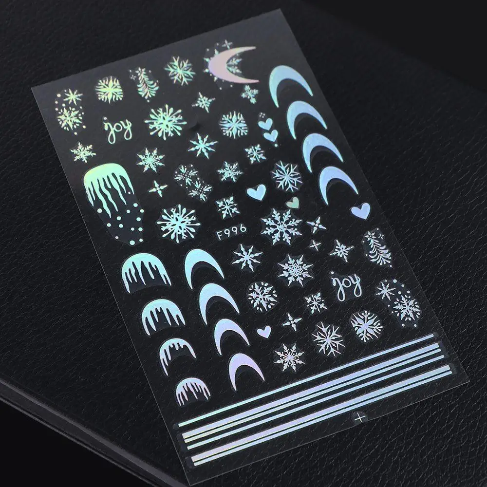 

Laser Snowflake Christmas Laser Nail Stickers Christmas Tree French Lines Christmas Laser Nail Decals Xmas Nail Charms