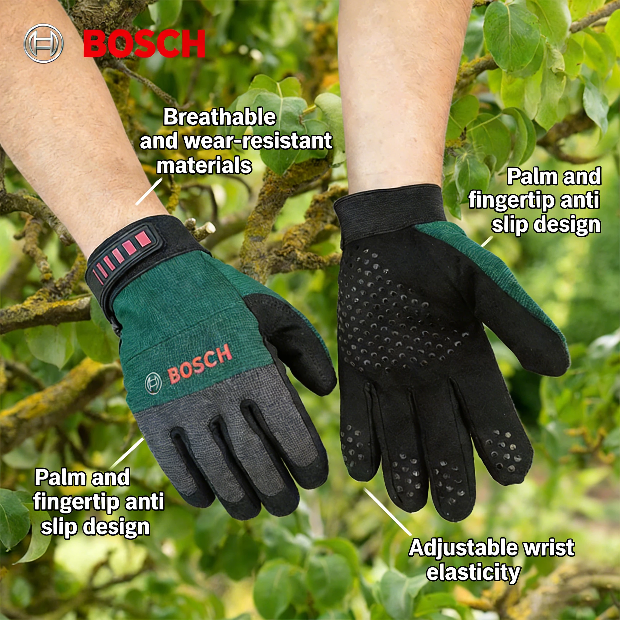 Bosch Horticultural Gloves Anti Cutting Anti Slip Breathable Durable Work Gloves Suitable Outdoor Planting Courtyard Work Gloves