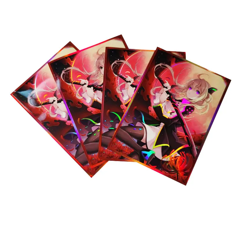 50 PCS Holographic Anime Card Sleeves 63mm x 90mm Top Loading Inner Trading Card Sleeves for YGO Japanese Size Card Protector