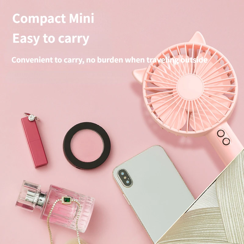 USB Handheld Mini Fan Foldable Portable Neck Hanging Fans 5 Speed Rechargeable Fan with Phone Stand and Display Screen