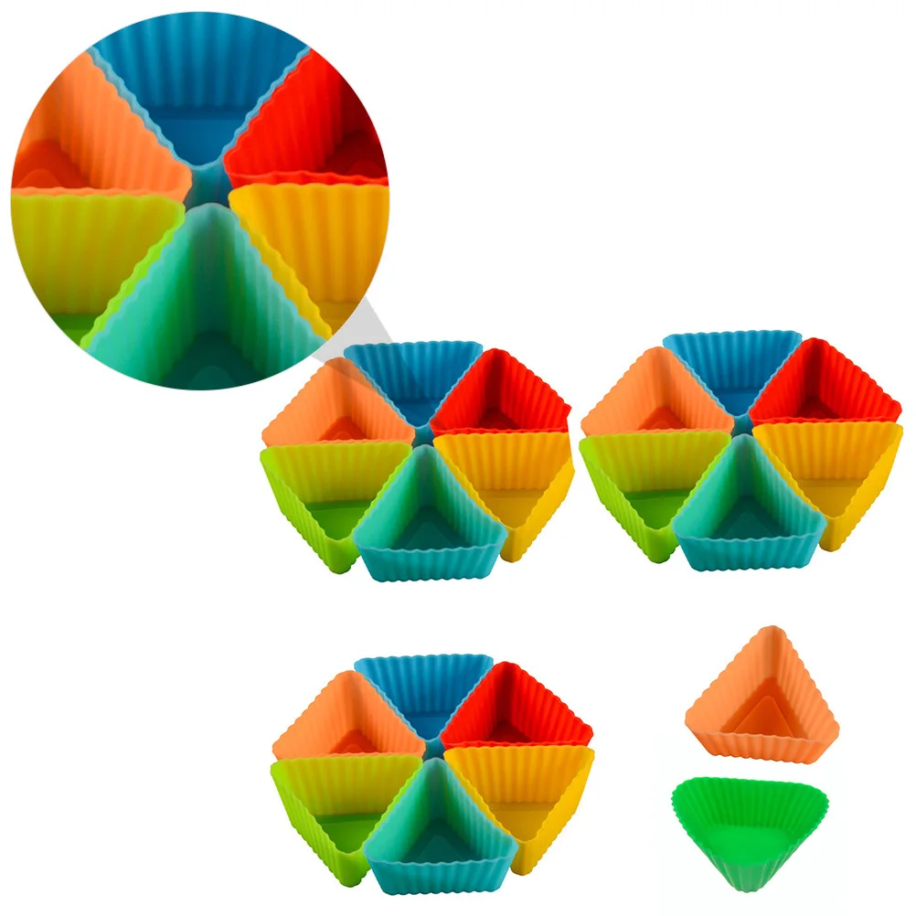 

20Pcs Silicone Mini Triangle Muffin Cake Cupcake Liners Mold Reusable Non-Stick Flexible Baking Mold for Fondant Sugarcraft