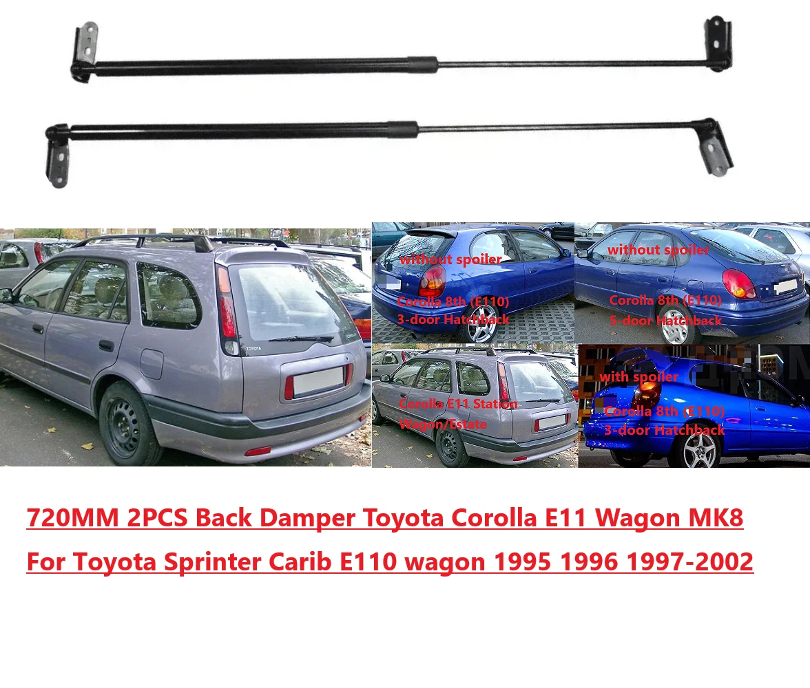 

72CM 2x Back Damper For Toyota Corolla E11 Wagon Sprinter Carib E110 1995-2002 Rear Tailgate Boot Gas Spring Struts Lift Support