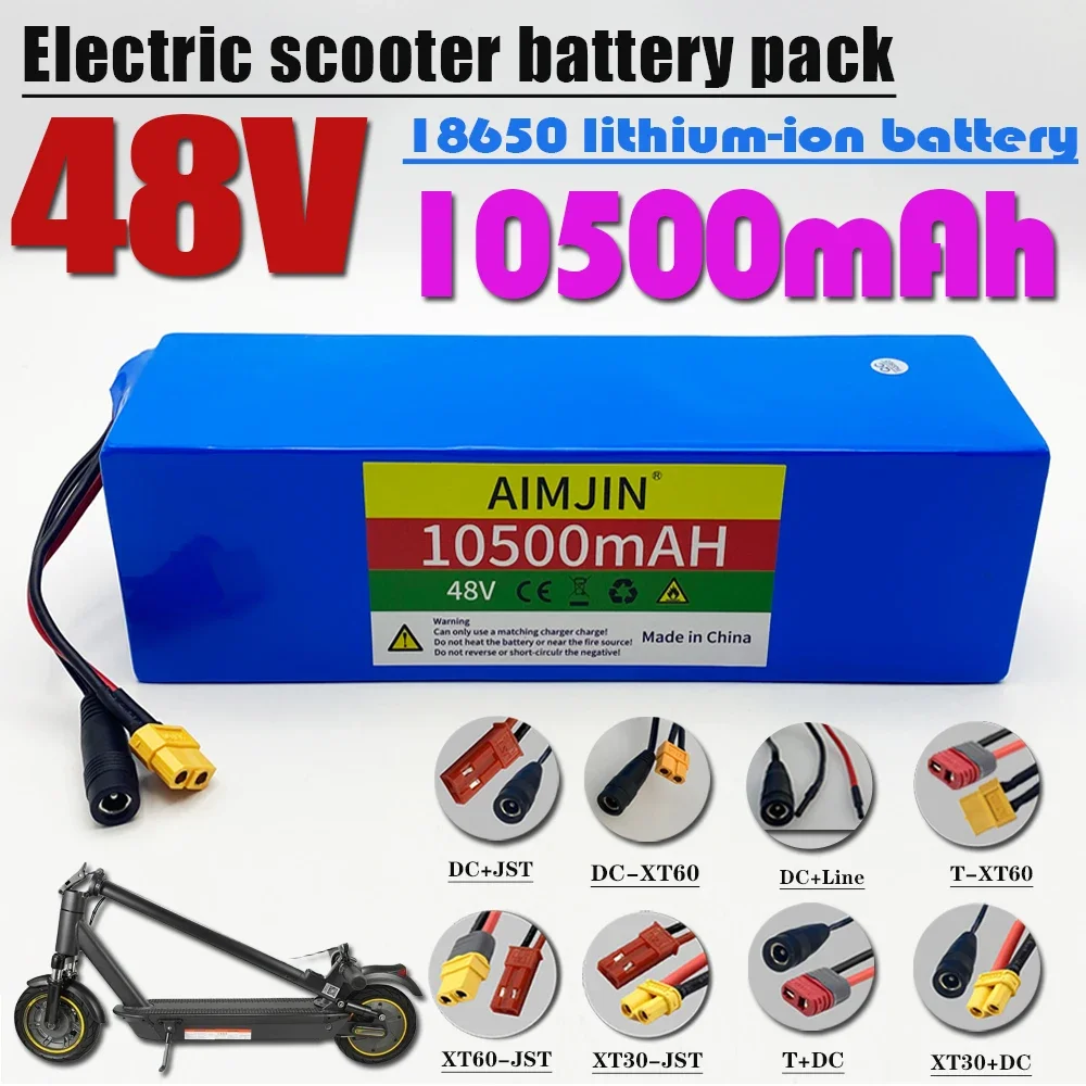 

High capacity 48V 10.5Ah 1000W 13S3P 10500Mah Li-Ion Battery 54.6V Li-Ion Battery Electric Scooter with Bms + Charger