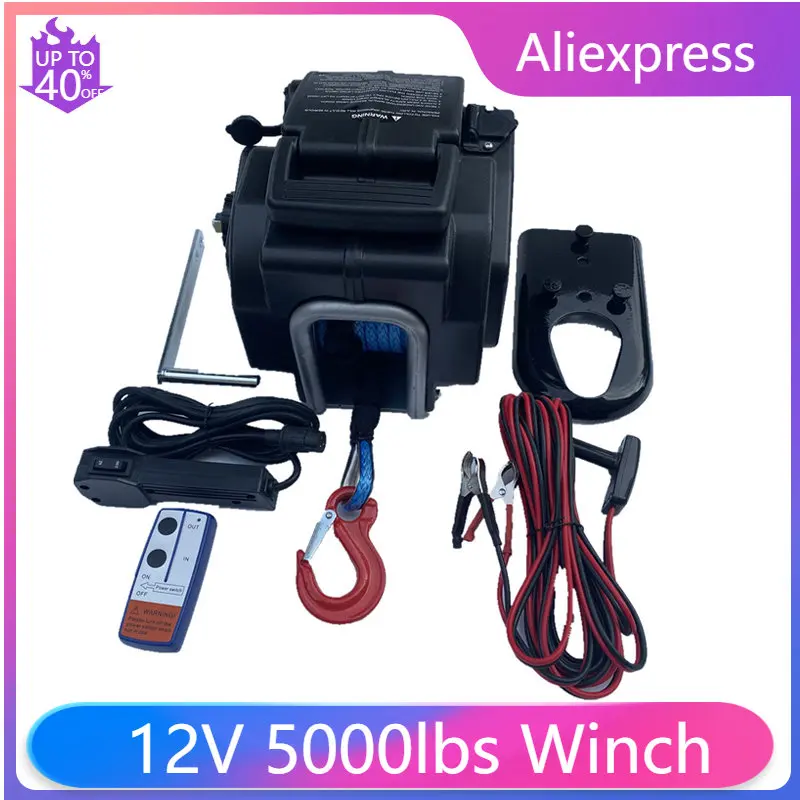 12V 5000lbs Wireless Electric Winch for Marine Use Off-road Vehicle Portable Boat Self-driving Tour Equipment Rescue Winch