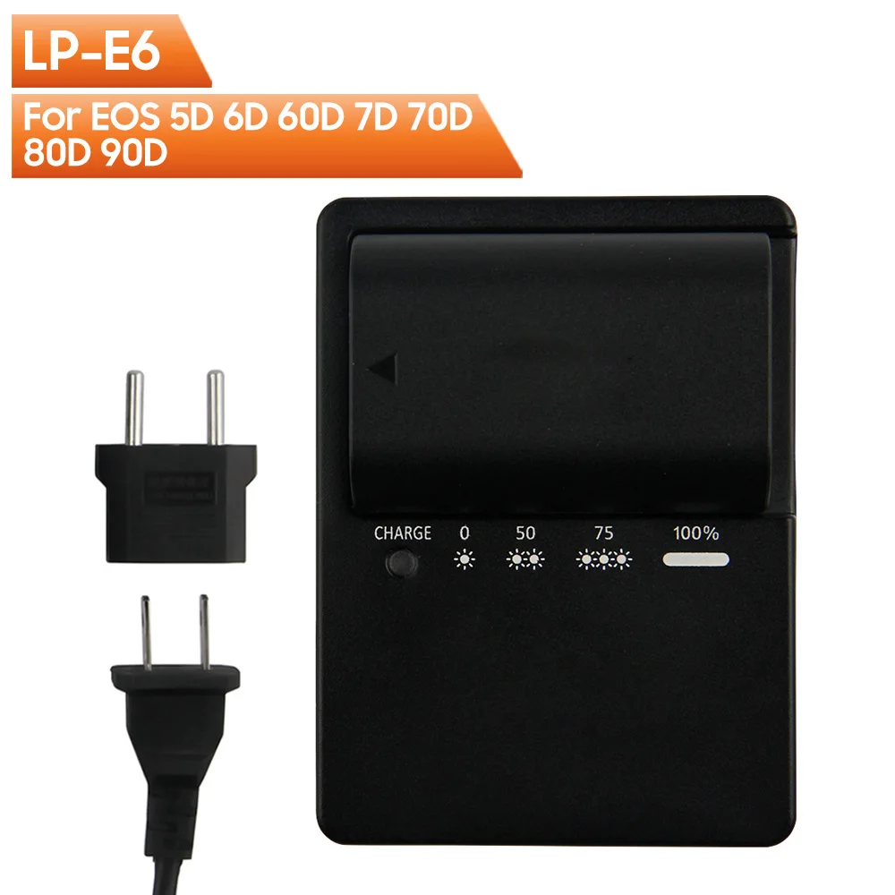 Replacement Battery LP-E6+Charger For EOS 5D3 5D4 7D Mark II 6D 60D 7D2 70D 80D 90D Replaceable Camera Battery