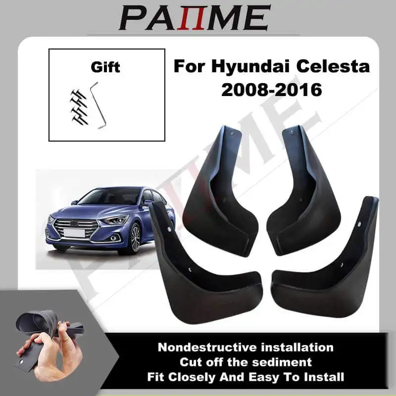 Car MudFlaps For Hyundai Celesta 2008-2016 4pcs/Set Molded Splash Guards Front Rear Mud Flap Mudguards Fender YC102070