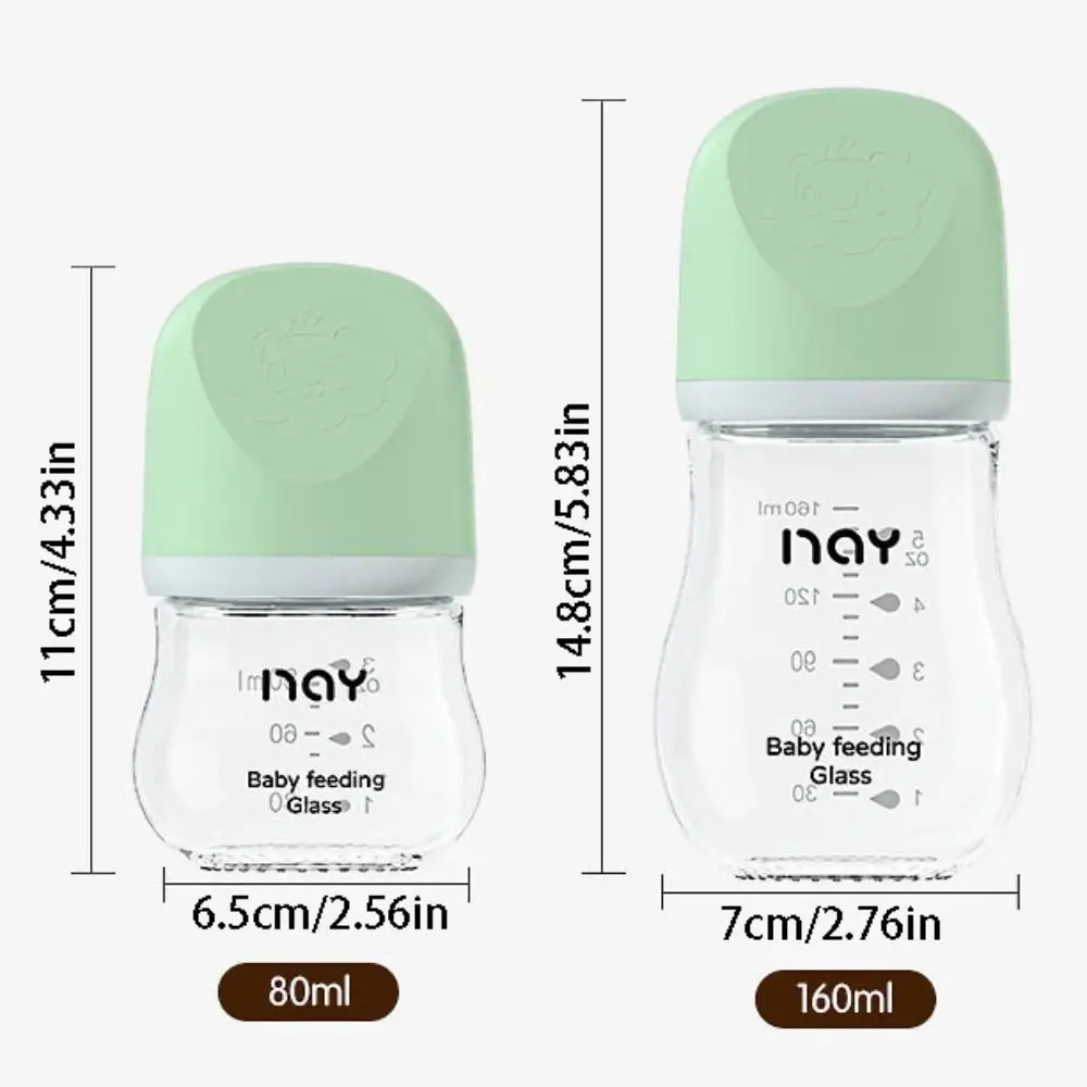 Biberon en verre Transparent Anti-étouffement Anti-flatulence nouveau-né biberon de qualité alimentaire 80/160ML bébé tasse à boire cadeau