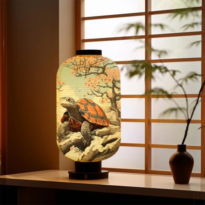 Japanese Traditional Cloth Lantern Ukiyo-e Style Turtle Printed Lantern Restaurant Pub Izakaya Cuisine Shop Hanging Decor Lamp