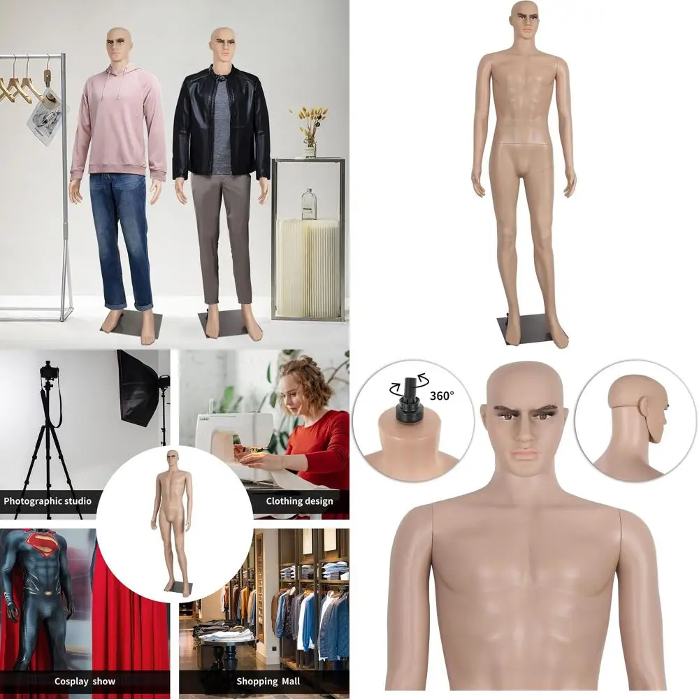 

Adjustable 73 Realistic Male Mannequin with Metal Base for Dress Form Sewing and Display
