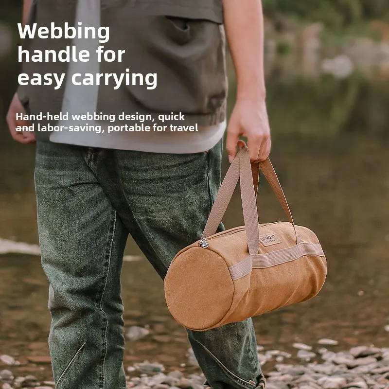 حقيبة تخزين إكسسوارات التخييم، خيمة حبل الرياح، حقيبة تخزين أدوات الأظافر الأرضية، حقيبة أسطوانية محمولة للتخييم
