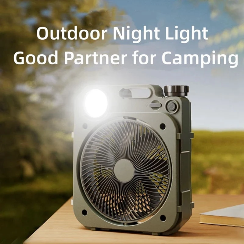 

10000Mah Camping Fan With LED Lighting Rechargeable Desktop Portable Circulator Outdoor Fan Shake Head Electric Fan