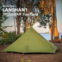 3F UL GEAR LanShan 1 Outdoor Ultralight Camping Tent One Person 3 Season Professional 15D Silnylon LanShan1 Rodless Tent