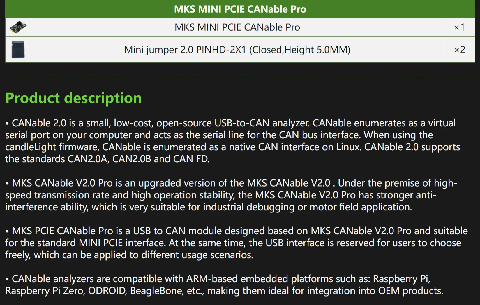 MKS CANable 2.0 USB zu CAN Adapter Analysegerät CANFD SLCAN SocketCAN CANdleLight Klipper 3D-Drucker-Teile – Detail 8