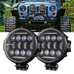 라운드 스팟 LED 라이트 하이 로우 빔 DRL LED 작업 운전 램프 안개등, 트럭 지프 오프로드 4WD SUV UTV ATV, 7 인치, 69W