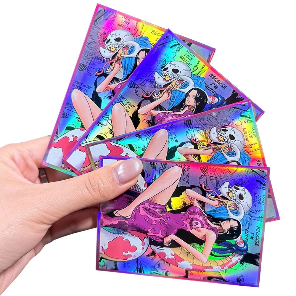60 PCS 67X92mm Boa Hancoc Foil Anime Card Sleeves Standard Size Card Foil Trading Card Protector Compatible with PTCG/MGT