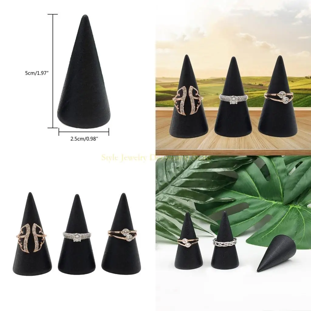 

D46E 5Pcs Cone Rings Holders Display Stands Single Finger Rings Showcase Stand