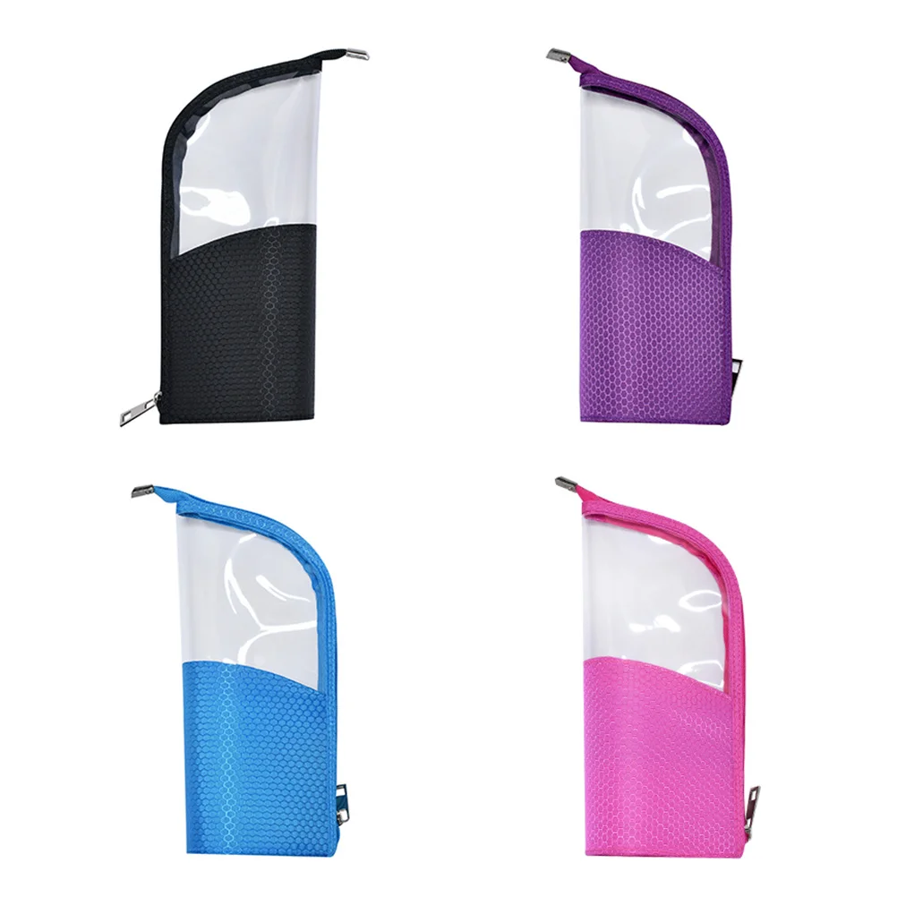

Portable Rosy Brush Bag Translucent Travel Makeup Holder Durable Oxford Cloth Clear Tpu Organizer Brush Bag
