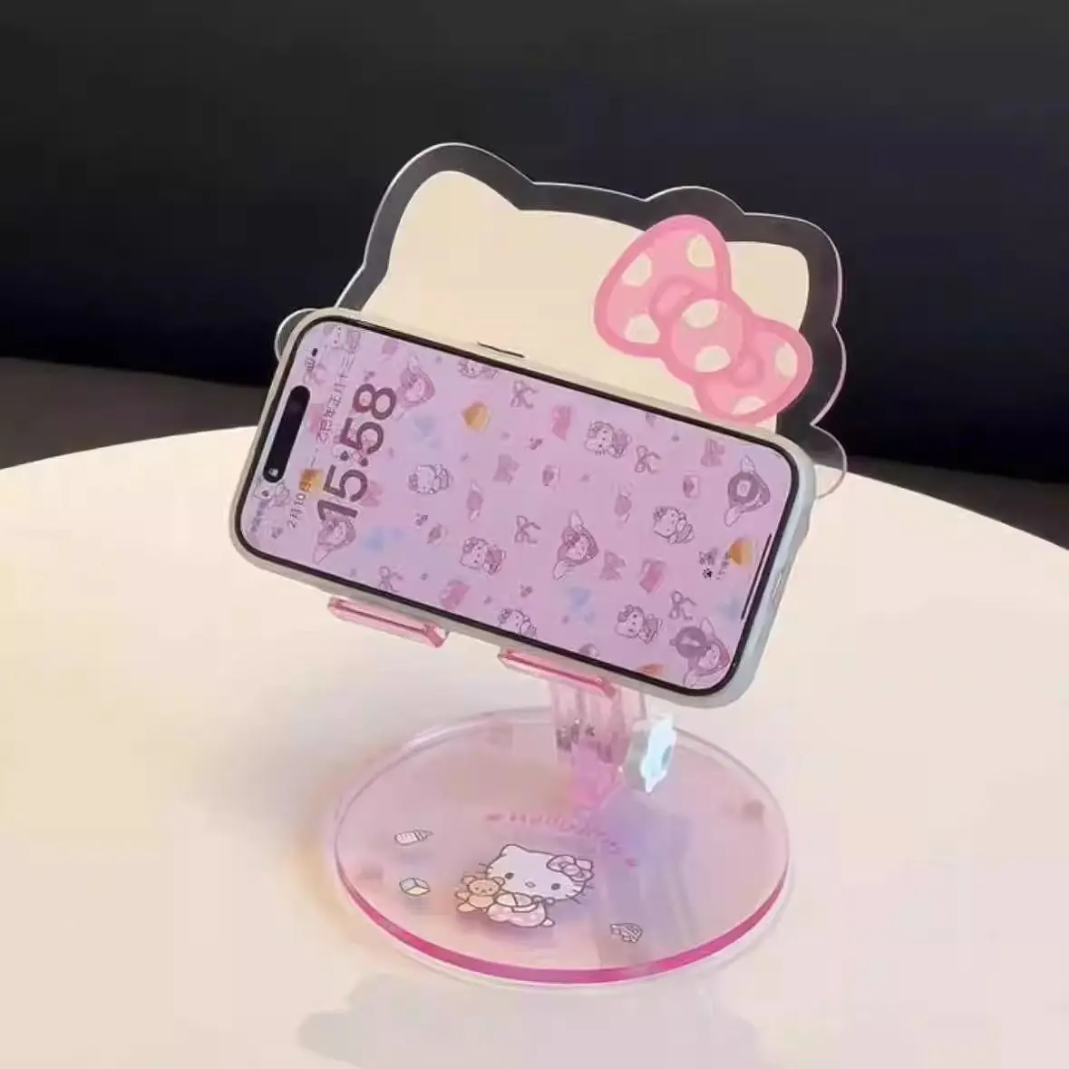 

Sanrio Hello Kitty настольная подставка для мобильного телефона 2024, новая многофункциональная подставка для планшета Kawaii, аниме-фигурка, аксессуар, декор, игрушка, подарки