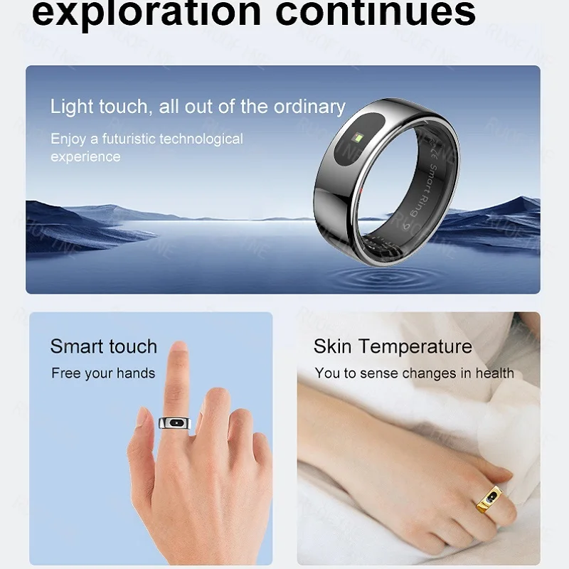 Smart Ring R08 Qring Women's Men Remote Control Electronic Swimming Blood Pressure Monitor Temperature Sleep Tracker Android IOS