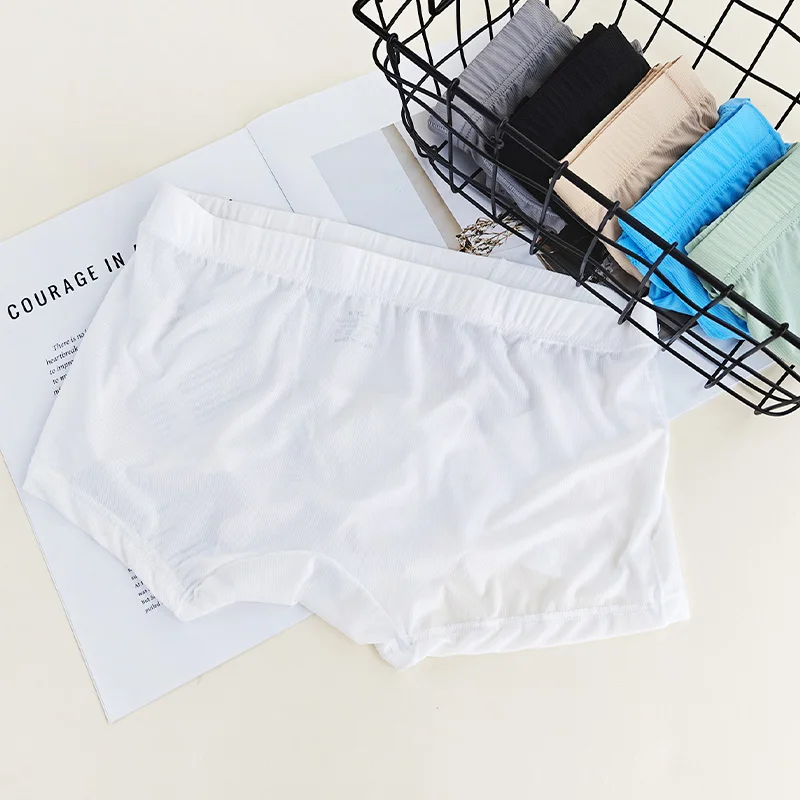 

3pcs Men Trunks Ice Silk Breathable Seamless Elephant Nose Boxers Underwear See-through Briefs Shorts Ultra-thin Panties