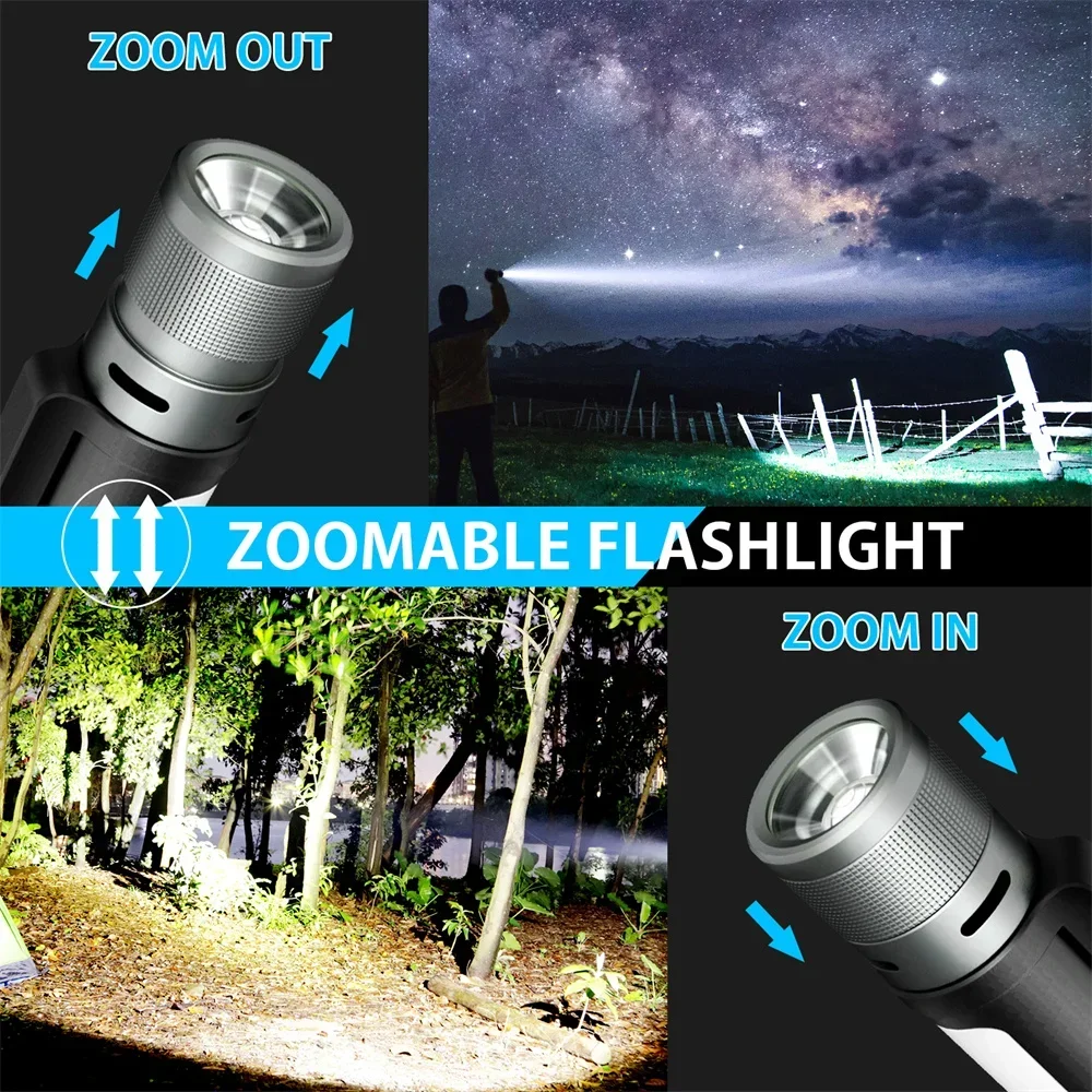 NexTool Outdoor 6 in 1 Flashlight Zoomable LED Ultra Bright Torch 1000LM Dual-light Magnetic Bracket for Camping Emergency Light