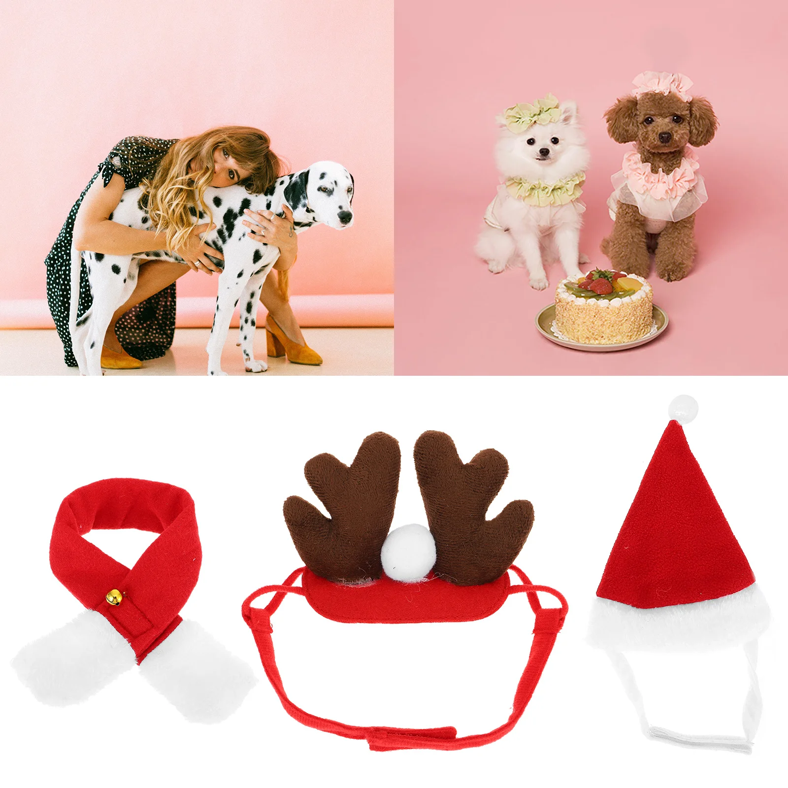 

1Set Pet Christmas Scarf Hat Set Breathable Comfortable Xmas Party Costume Accessory Dog Cat Winter Dress Up Pet Christmas Hat