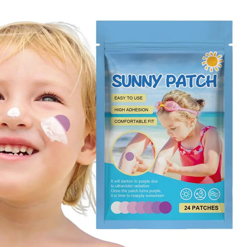 UV Stickers for Sunscreen Reapply Waterproof 24 Pack UV Sun Stickers Sunscreen Patch UV Detection for Body Kids Adults