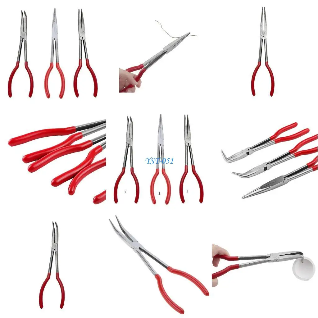 

E15A Needle Nose Pliers Long Reach Straight Curved Pliers 45 & 90 Degree Pliers