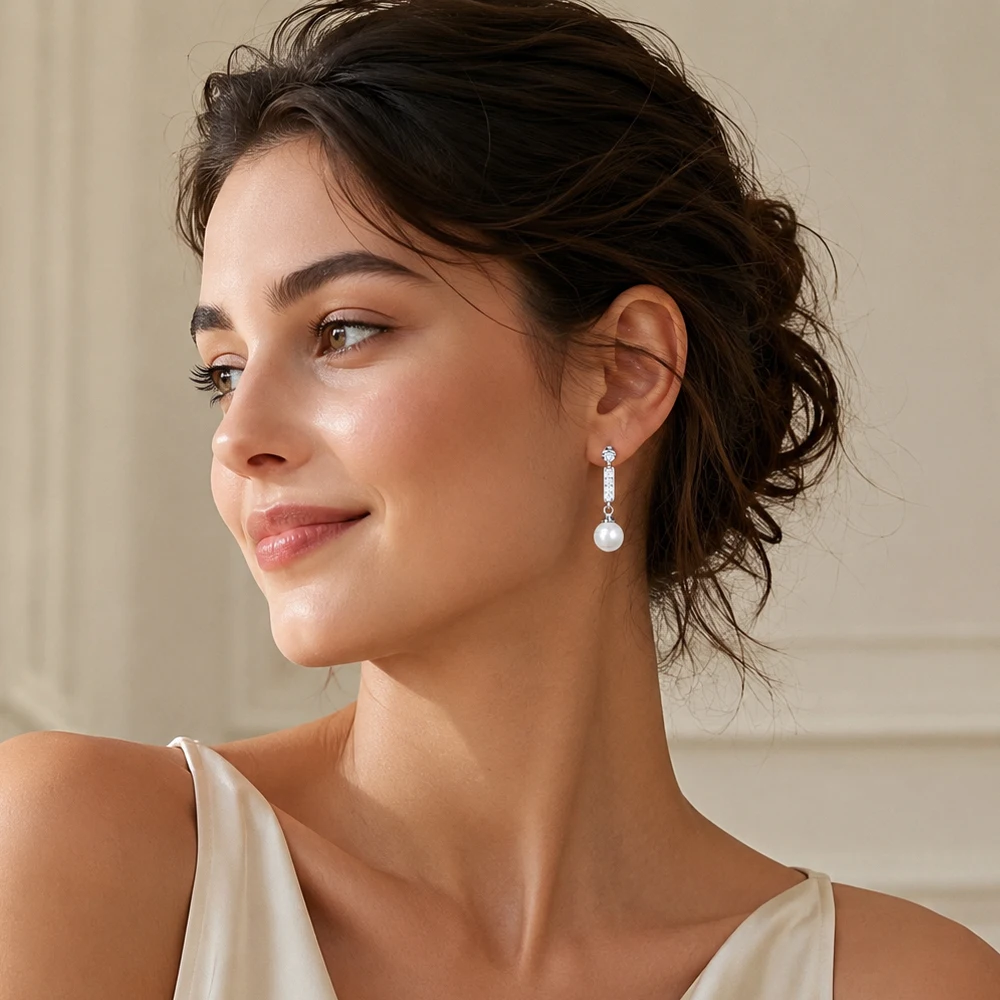 Earring Gently Shimmering Cultured Pearl Trendy Women Gift High Quality 925 Sterling Silver Modern Eye-catcher Fashion Jewelry