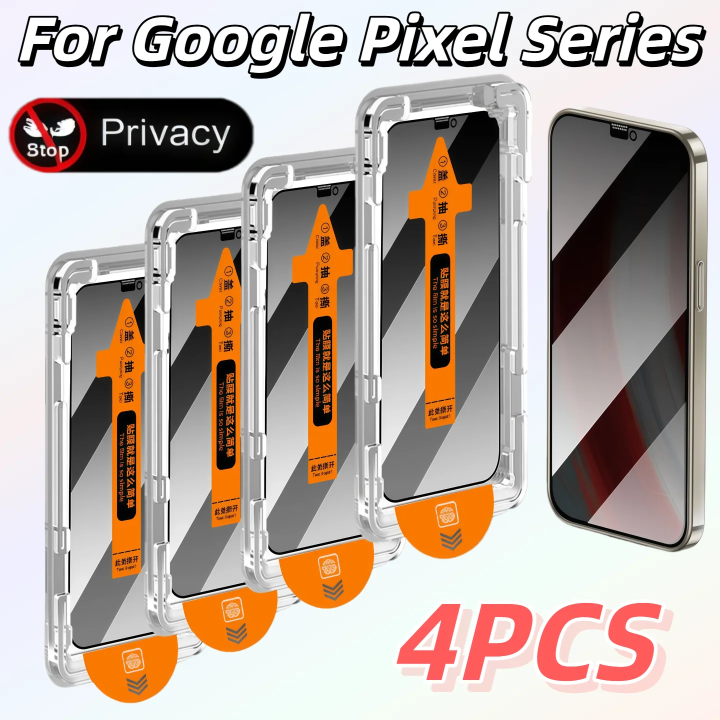 

4Pcs Clear Privacy Screen Protector Tempered Glass for Google Pixel 6 6A 7 7A 8 8A 8 Pro 9 10 Anti-Fingerprint140