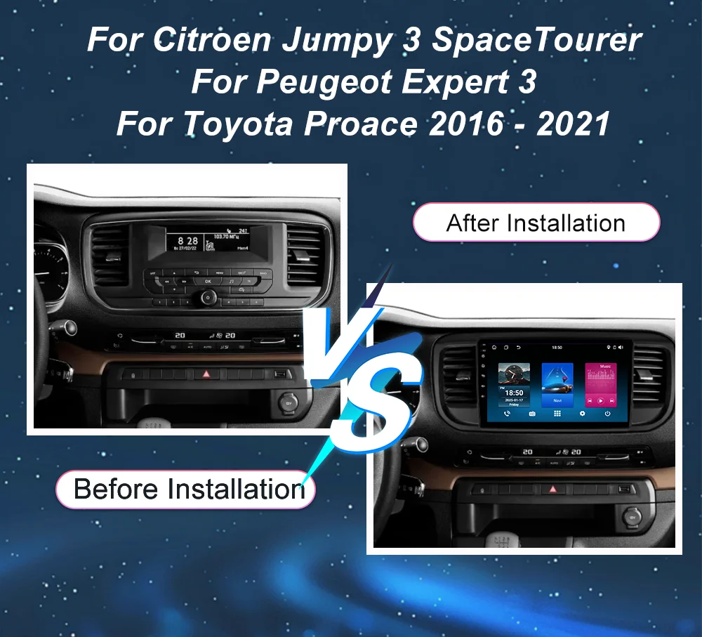 Autoradio pour citroën Jumpy 3 SpaceTourer pour Peugeot Expert 3 pour Toyota Proace 2016 - 2021 lecteur Multimidia automatique stéréo WIFI