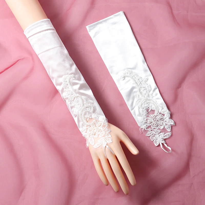 Wedding Bride Gloves Elegant Women\'s Fingerless Printed Elbow Length Wedding Gloves