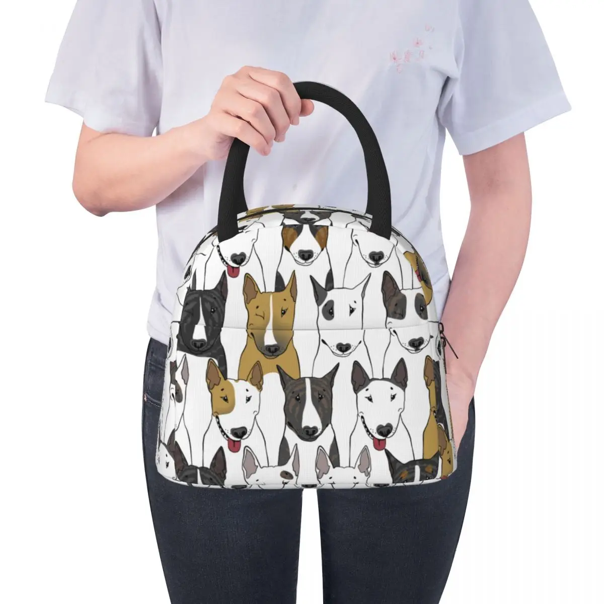 

NOISYDESIGNS Bull Terrier Prints Lunch Bags for Women Thermal Food Picnic Bag Portable Insulated Warm Cooler Handbags Kids Men