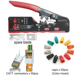 50u cat7 Anschluss kappen cat6a cat7 cat8 Crimp zange Multi tool rj45 Crimper Netzwerk werkzeug Stripper Ethernet Kabels ch neider Blatt