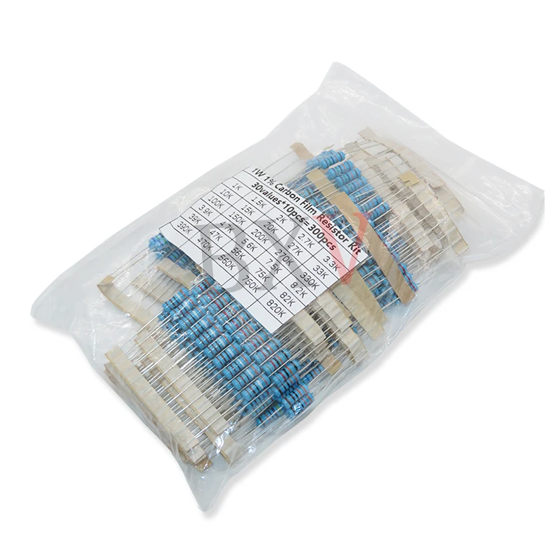 1/4W 1/2W 1W 2W 3W 300PCS 150PCS/Set Resistance 1% Metal Film Resistor Assortment Kit Set 30Kinds Each 5/10PCS 1~750 1K~820K Ohm